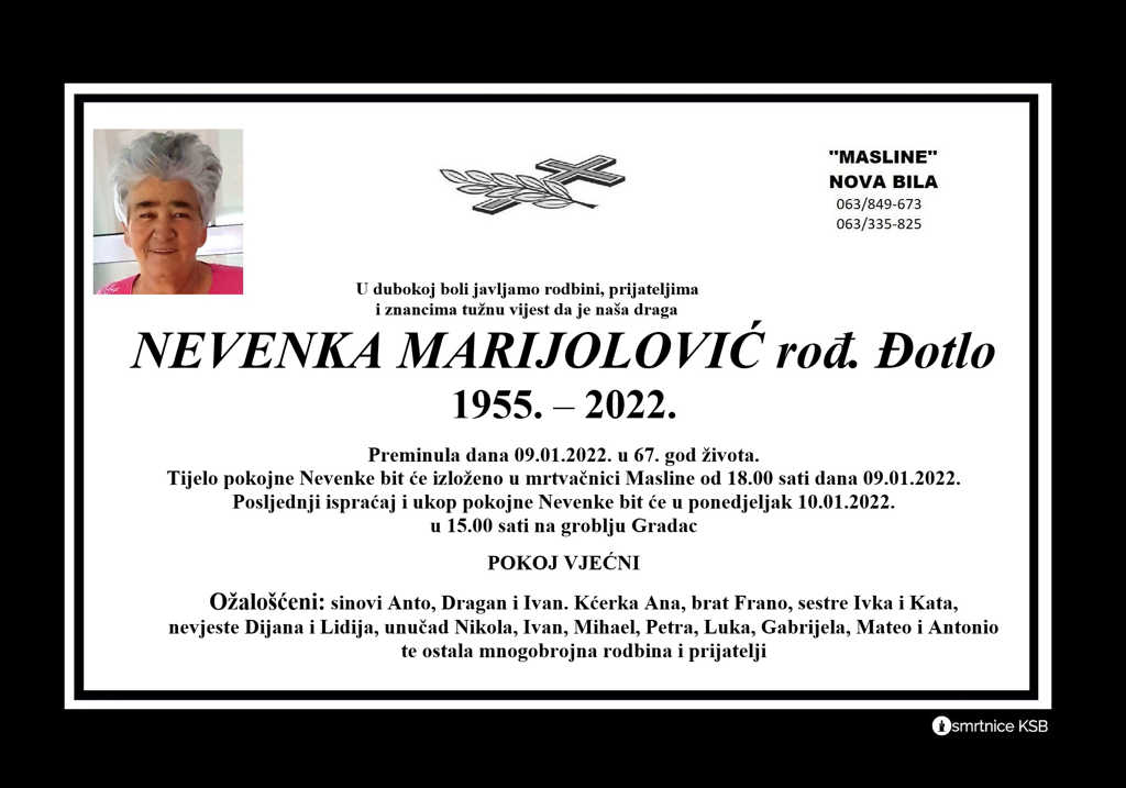 Pročitajte više o članku Nevenka Marijolović rođ. Đotlo