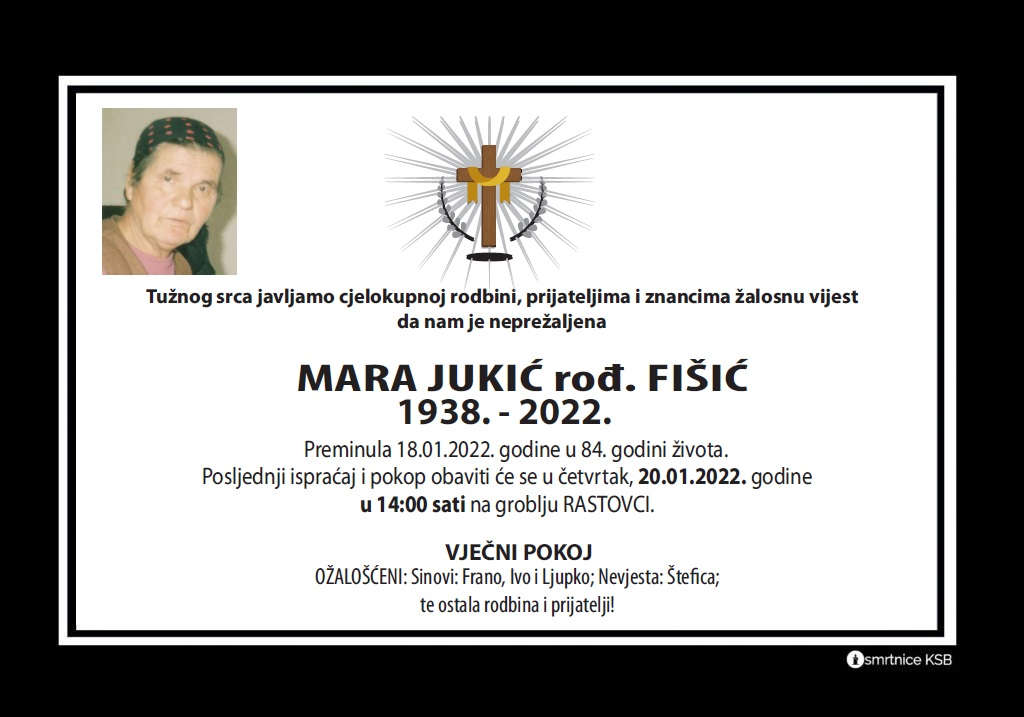 Pročitajte više o članku Mara Jukić rođ. Fišić