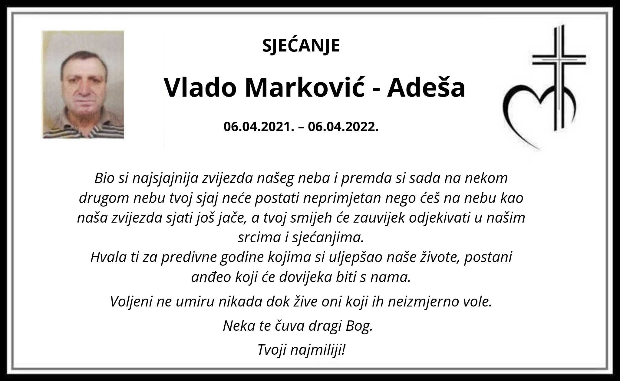 Pročitajte više o članku Sjećanje: Vlado Marković – Adeša