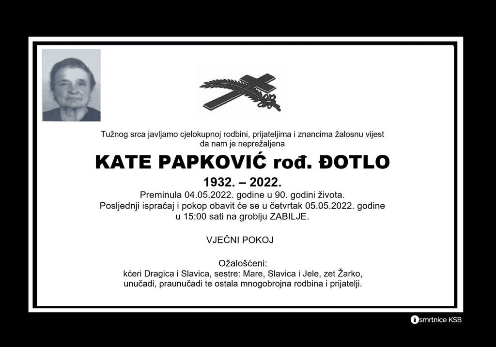 Pročitajte više o članku Kate Papković rođ. Đotlo