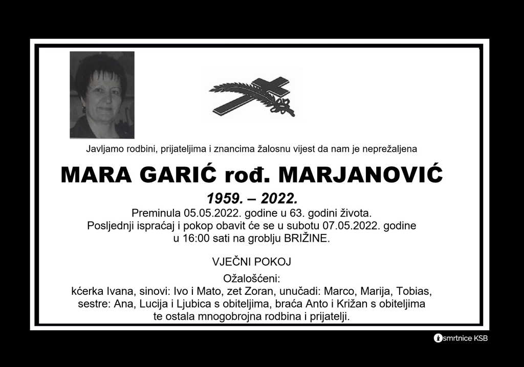Pročitajte više o članku Mara Garić rođ. Marjanović