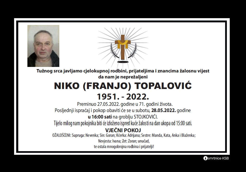 Pročitajte više o članku Niko (Franjo) Topalović