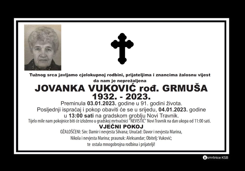 Pročitajte više o članku Jovanka Vuković rođ. Grmuša