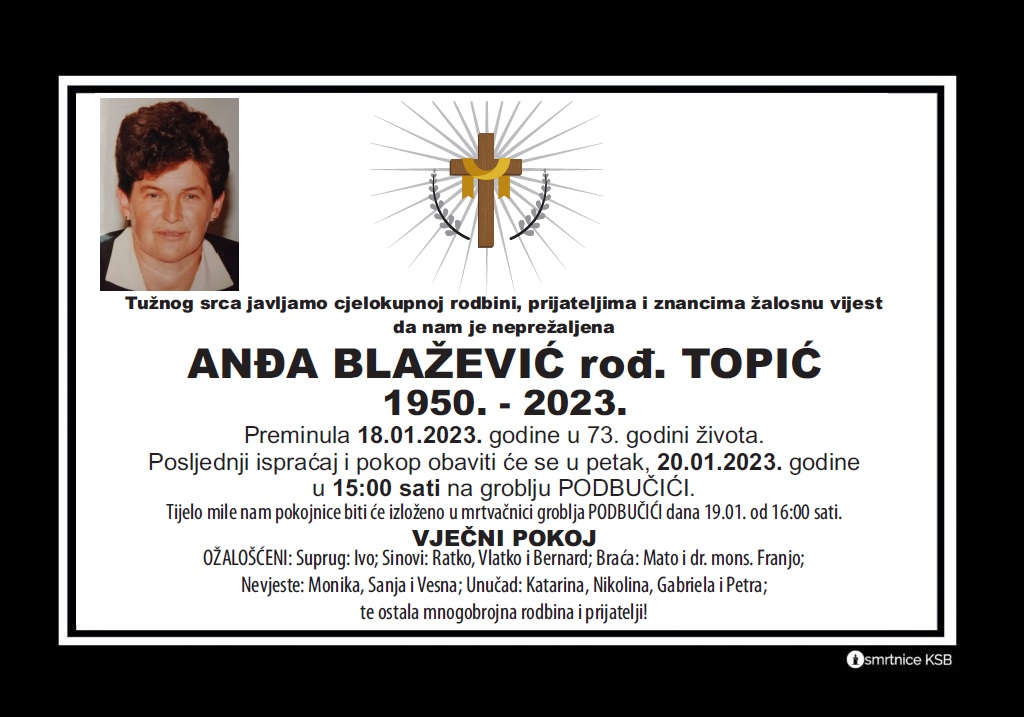 Pročitajte više o članku Anđa Blažević rođ. Topić