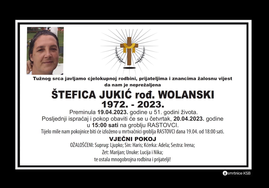 Pročitajte više o članku Štefica Jukić rođ. Wolanski