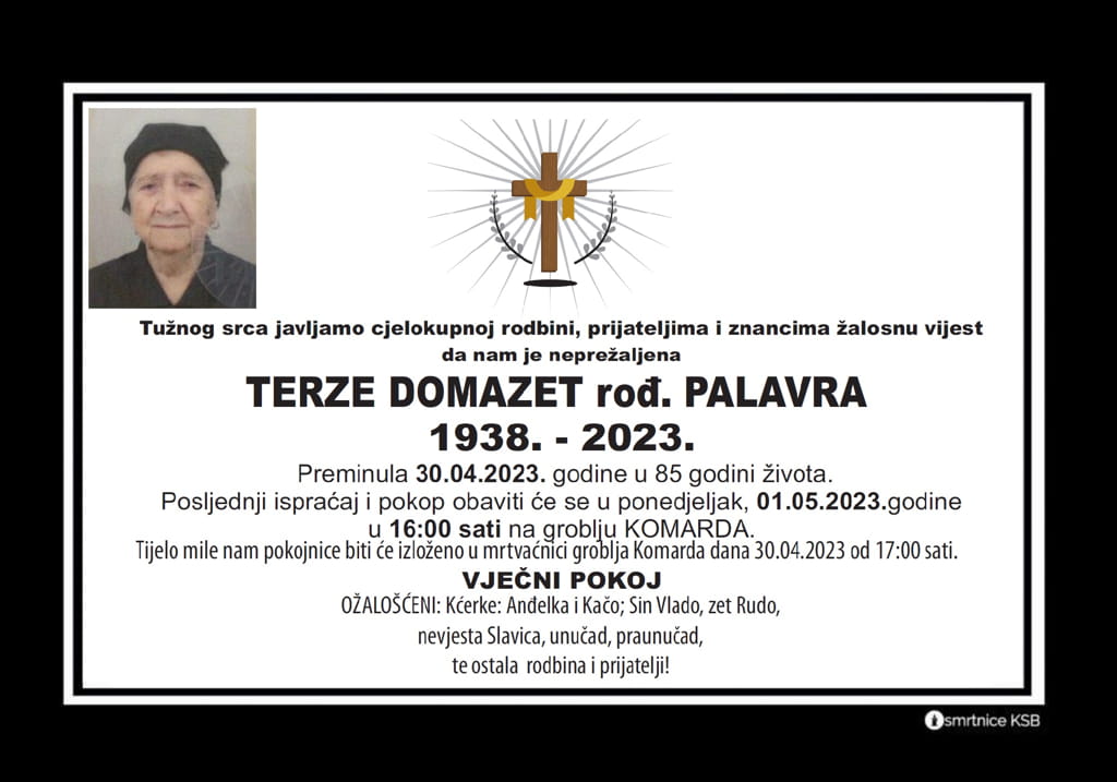 Pročitajte više o članku Terze Domazet rođ. Palavra