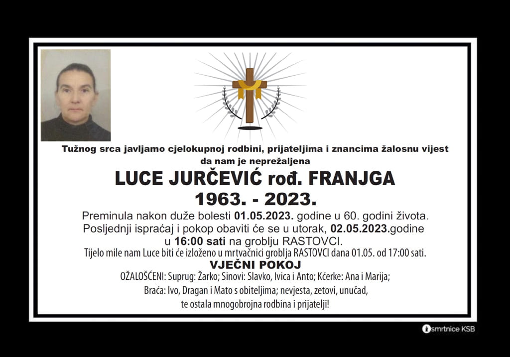 Pročitajte više o članku Luce Jurčević rođ. Franjga