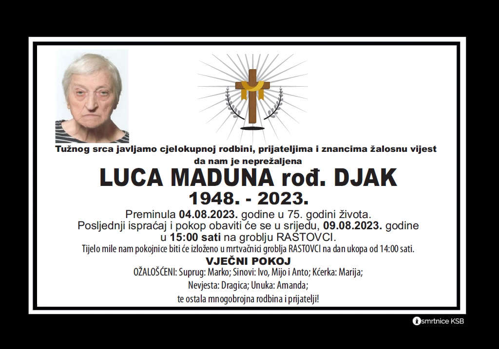 Pročitajte više o članku Luca Maduna rođ. Djak