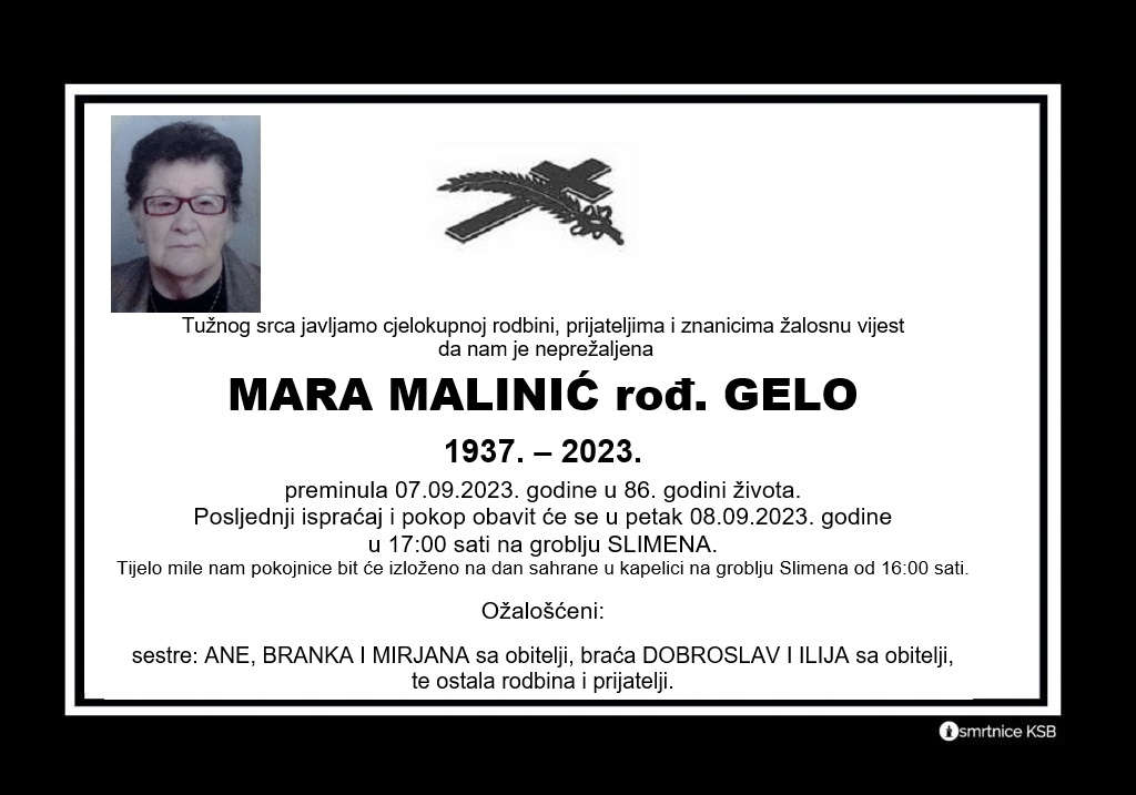 Pročitajte više o članku Mara Malinić rođ. Gelo