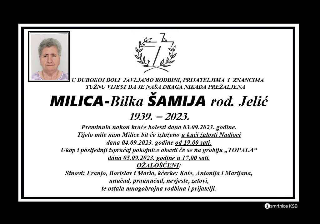 Pročitajte više o članku Milica – Bilka Šamija rođ. Jelić
