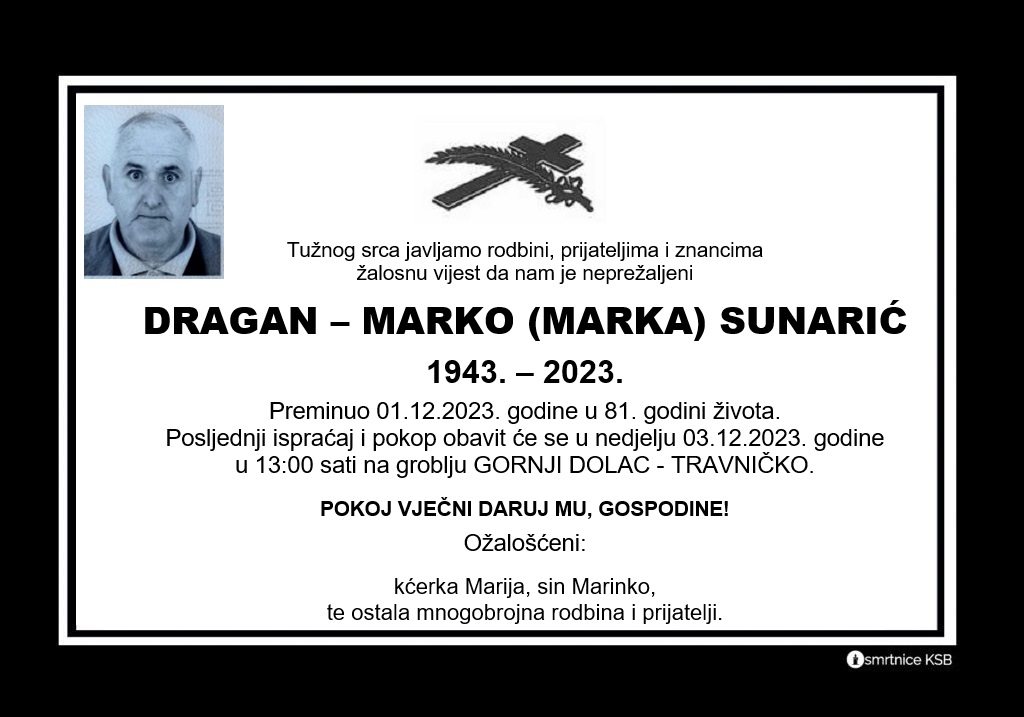 Pročitajte više o članku Dragan – Marko (Marka) Sunarić