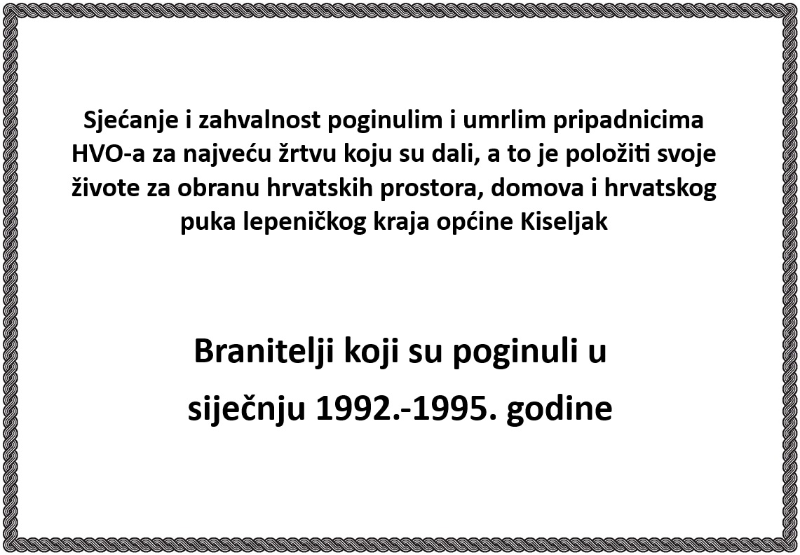 Pročitajte više o članku U siječnju se uz zahvalnost sjećamo poginulih branitelja HVO općine Kiseljak