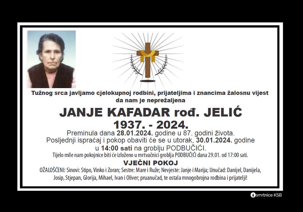 Pročitajte više o članku Janje Kafadar rođ. Jelić