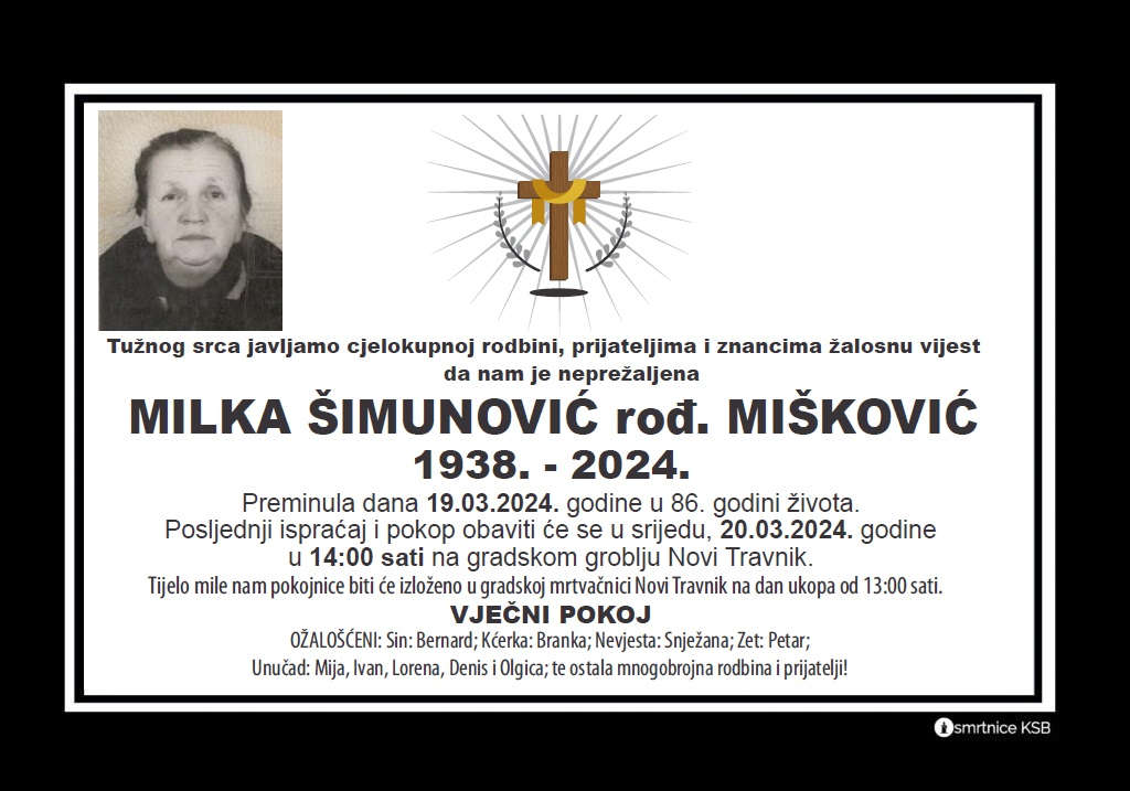 Pročitajte više o članku Milka Šimunović rođ. Mišković