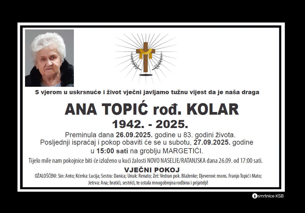 Ana topić rođ. kolar