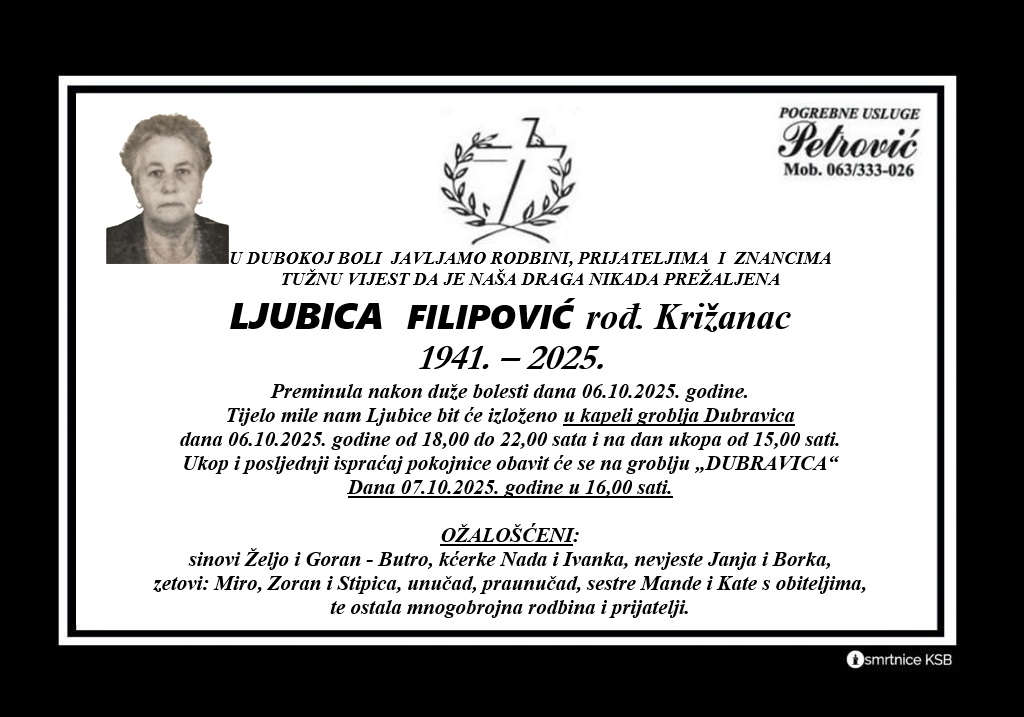Ljubica filipović rođ. križanac