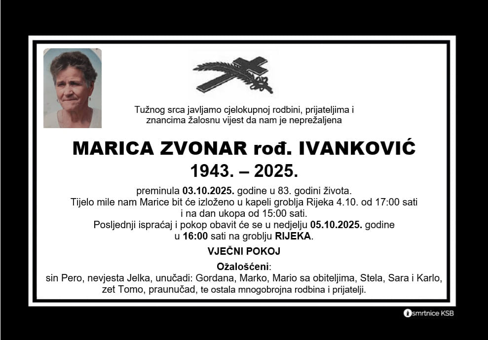 Marica zvonar rođ. ivanković